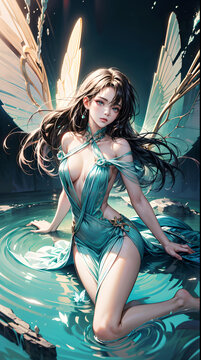 Surreal Goddess: Ethereal Wings and Enchanting Eyes - AI Generated