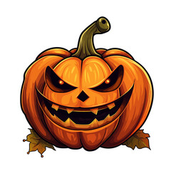 scary halloween jack-o-lantern pumpkin isolated on white