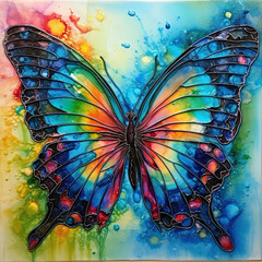 3D alcohol ink butterfly watercolor painting