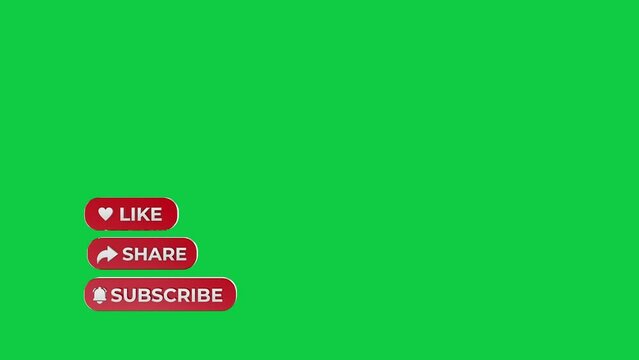 Like, Follow, Share 3d Animated Green Screen