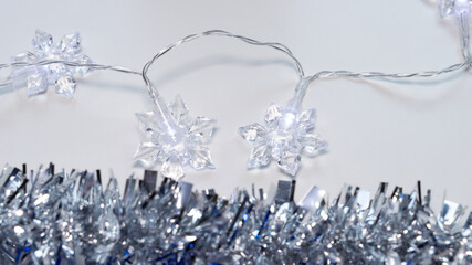 christmas lights wire with tinsel underneath