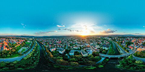 Nowy Sącz, panorama 360 wschód słońca, Małopolska, Sądeckie, Poland - obrazy, fototapety, plakaty