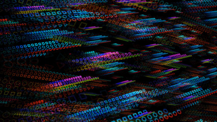 Quantum computer digital blue red futuristic technology big data dimension holographic polygon background