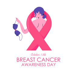 breast cancer awareness day poster template vector
