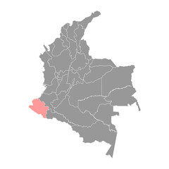 Narino department map, administrative division of Colombia.