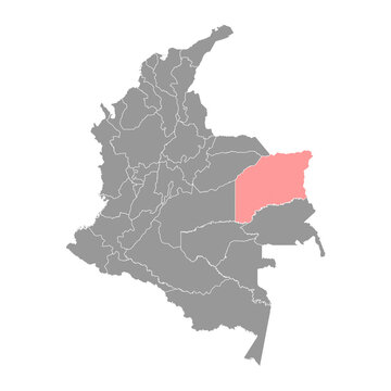 Vichada department map, administrative division of Colombia.