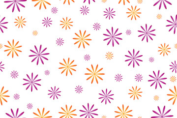 Seamless floral pattern, cute flower print. Pretty flower and leaf pattern design for fabric, wallpaper. small hand drawn plants, a white background. Vector illustration.