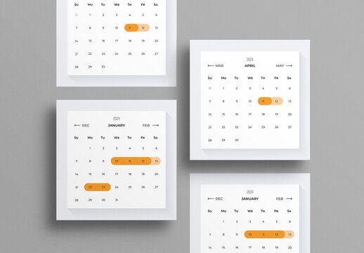 2024 Square Calendar Design Template