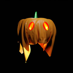 Jack o Lantern clip art. Halloween pumpkin isolated on black background. 3D render illustration.