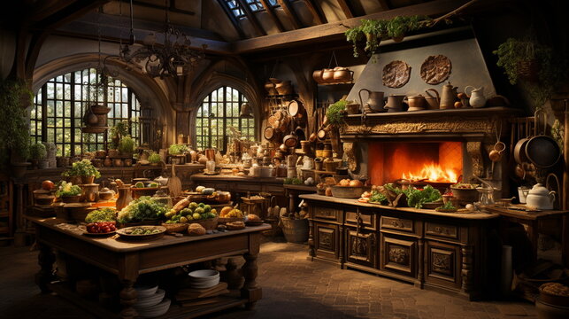 A 1800s European castles kitchen the heart of the domicil