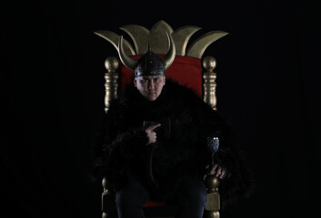 portrait of a Viking king on the throne