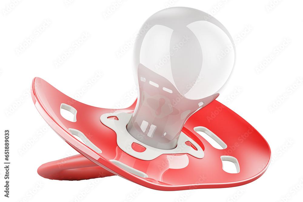 Poster red baby pacifier, 3d rendering isolated on transparent background