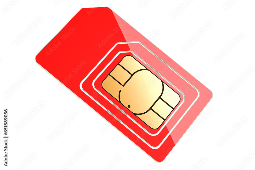 Aufkleber sim card, 3d rendering isolated on transparent background