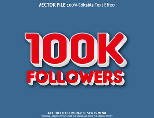 100k Followers 3d text effect and editable text effect