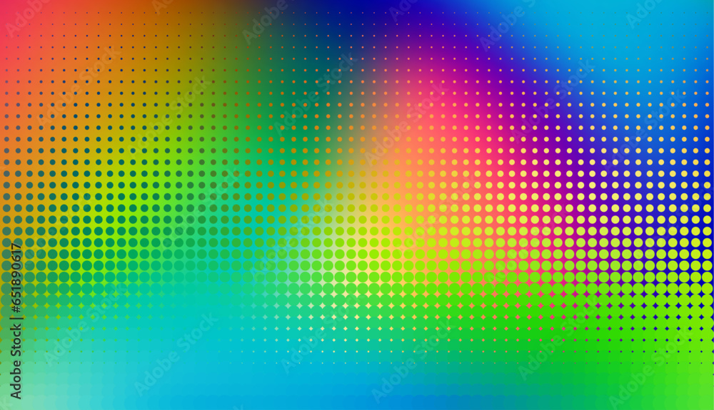 Poster abstract defocused horizontal background with pop art halftone dots. vector image.