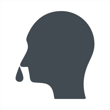 recommend clip art: Runny nose related vector icon. Man head with dripping nose drops. Runny nose sign. Isolated on white background. Editable vector illustration
