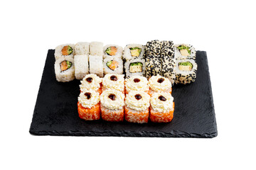 traditional japanise roll or sushi isolated on white background