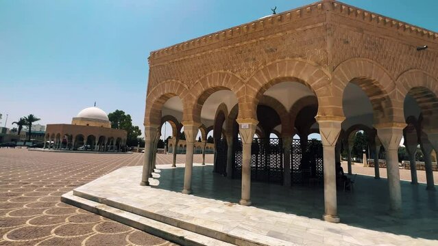 Beautiful Bourguiba mausoleum, Sanctuaire Sidi Mezri and grande plateau in Monastir, Tunisia