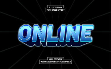 Online Blue 3D Bold Text Style Effect