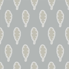 Seamless pattern in pastel restrained shades of green and grey with  leaves