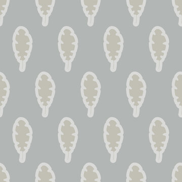 Seamless pattern in pastel restrained shades of green and grey with  leaves