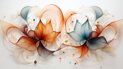 Leaves and flowers in transparent watercolor style. Image in watercolor style. Beautiful light and bright background. Generative AI.