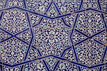 yes star shaped patterns with the inner beautiful decorations in the blue color and light green color - obrazy, fototapety, plakaty