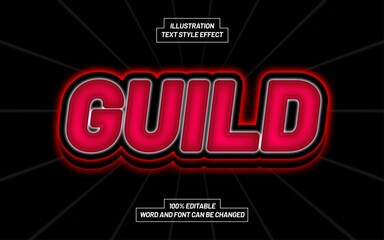 Guild Red 3D Bold Text Style Effect