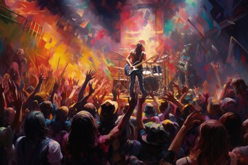 Rock abstract colorful concert illustration - obrazy, fototapety, plakaty