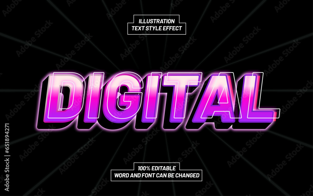 Wall mural digital purple 3d bold text style effect