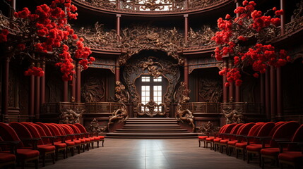The grand hall of a 1900s Chinese monarch - obrazy, fototapety, plakaty
