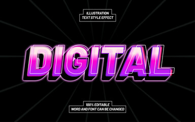 Digital Purple 3D Bold Text Style Effect