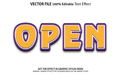 Open 3d text effect and editable text effect