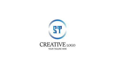 ST  creative circle blur gradient logo design for all kind of business.