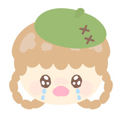 ベレー帽の女の子泣く⭐︎PNG