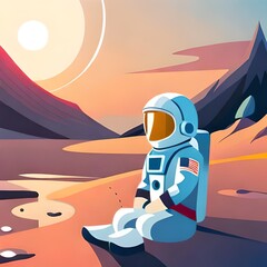 illustration of a person sitting in the dessert