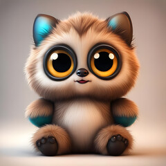 Fototapeta premium cute little monster smooth skin soft fur bright eyes