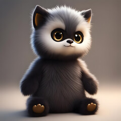 Fototapeta premium cute little monster smooth skin soft fur bright eyes