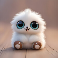 Obraz premium cute little monster smooth skin soft fur bright eyes