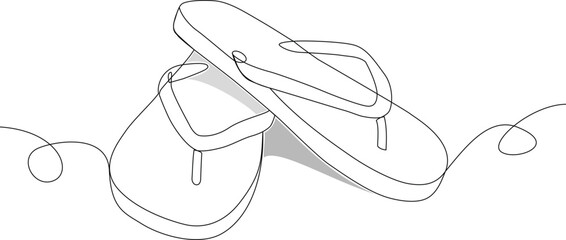 Continuous single line drawing of a pair of thongs - obrazy, fototapety, plakaty