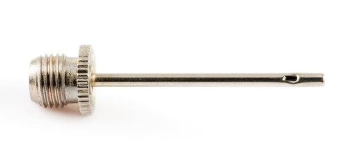 Bicycle pump needle on white background