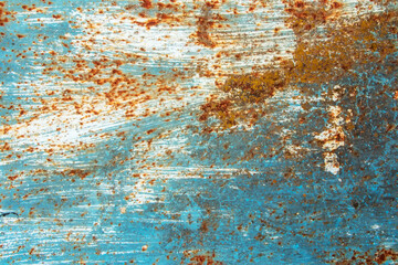 Blue rusty metal texture background close up