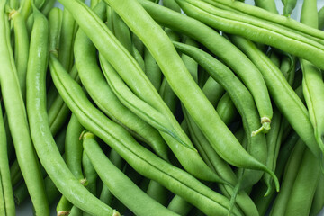 Green bean background. Healthy food. Black Eyed Peas. Veganism. Top view.