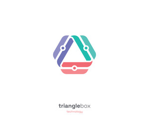 Colorful triangle hexagon technology logo