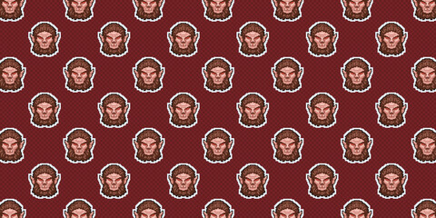 Werewolf Seamless Pattern Pixel Vector Halloween