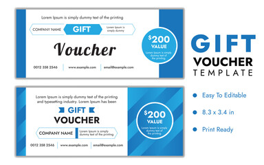 Gift Voucher Template Coupon Card Set. Customer Gift Certificate Or Reward Bonus Card.