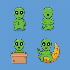 cute aliens design vector collection