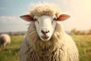 Sheep portrait close up on a countryside backgrounds