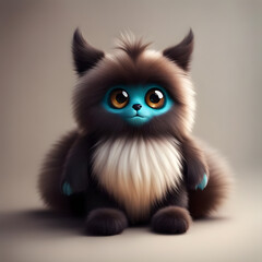 Fototapeta premium cute little monster smooth skin soft fur bright eyes