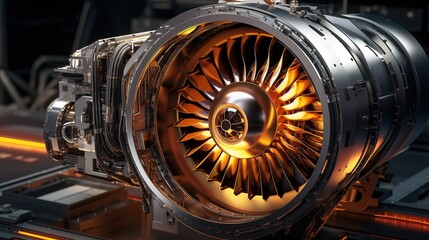 aircraft engine, complex mechanical device - obrazy, fototapety, plakaty